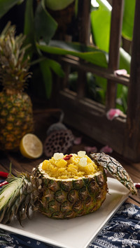 Sour and sweet appetizing pineapple rice