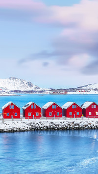 Breathtaking scenery wit traditional red wooden houses