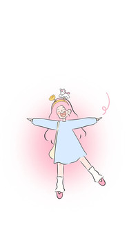 小女孩治愈插画壁纸-锐景创意