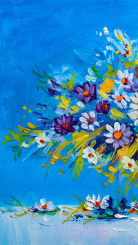 Oil Painting Daisies Flowers in the Garden