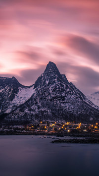 The Town is Located Under The Snow Mountains