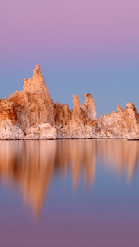 Reflection of the pink clouds in lake mono