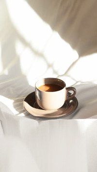 Cup of aromatic coffee in morning