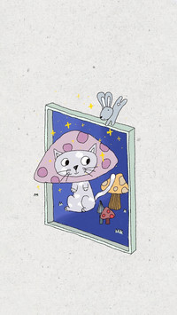 可爱动物线条壁纸-锐景创意
