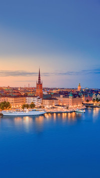 Night view of Stockholm city centre