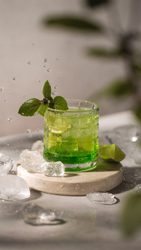 A Glass of Lemon Juice And Some Ice Cubes