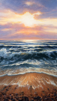 Oil painting of the ocean