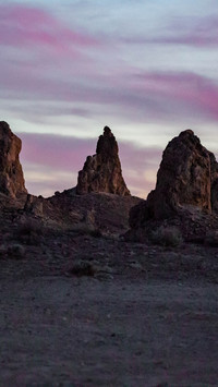 Beautiful sunset rock formations in the california desert