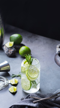 Hard Seltzer Cocktail with Lime and Bartenders Accessories