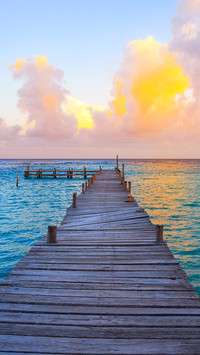 Mahahual Caribbean beach sunset in Costa Maya, Mayan Mexico