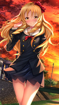 夕阳下的少女