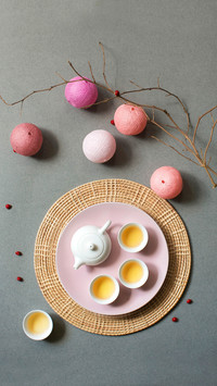 East asian pastel tone afternoon tea