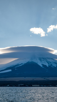 Mount Fuji under the lens cloud