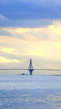 Sky above the Gulf of Corinth and Rio-Antirrio bridge