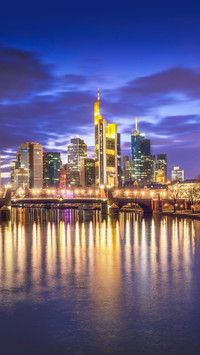 Frankfurt skyline at night - Frankfurt, Germany