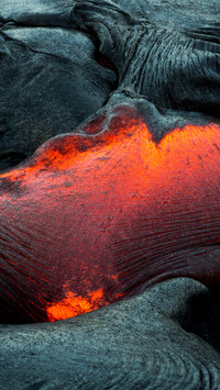 The lava flow on the mountain