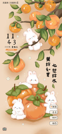 可爱兔兔 万柿如意
