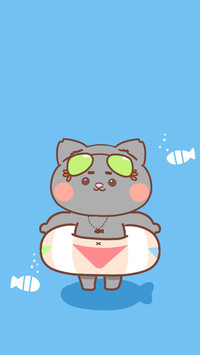可爱的卡通黑猫