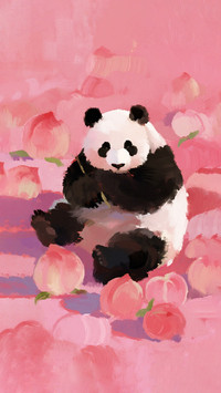 水蜜桃动物氛围感插画壁纸-锐景创意