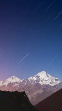 Overlooking the snow-capped mountains
