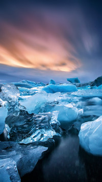Evening glow on the newly formed ice lake