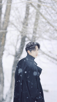 甘望星黑衣雪中写真