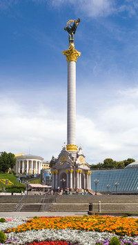 Monument in independence square in city centre of kiev