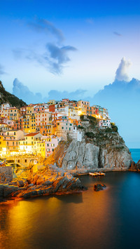 A Long Exposure Night Photo of Manarola, Italy