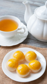 Chinese Pastry-Mung Bean with Egg Yolk on wooden background