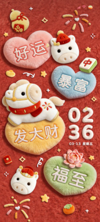 毛绒新年马上发大财