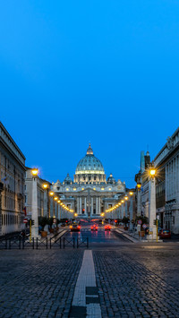 St peters basilica and buildings illuminated at night