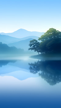 Calm Lake, Morning Mist, A Scene of Serene Beauty
