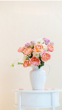 Beautiful roses in ceramic white jug