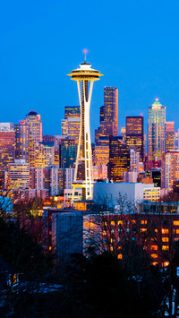 Brightly Lit City Night Scene
