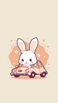 Illustration of a cute pet driving a car
