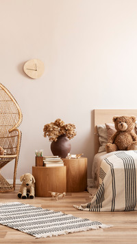 Peacock Chair with Pillow and Teddy Bear