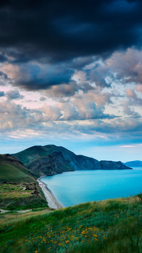 Summer Morning Landscape with the Sea and Mountains