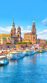Old Town architecture with Elbe river embankment in Germany