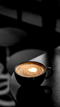 Hot coffee latte art heart shape