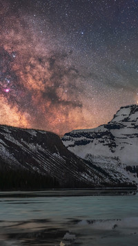 Ice lake reflects the Milky Way