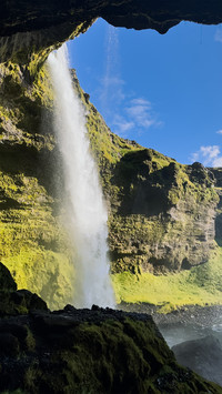 Side and rear view of the waterfall