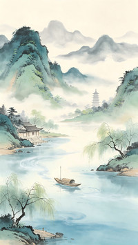 一叶扁舟入山水