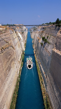Greece peloponnesus corinth canal elevated view