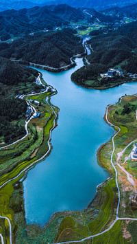 A highland lake in the clouds of southern sichuan