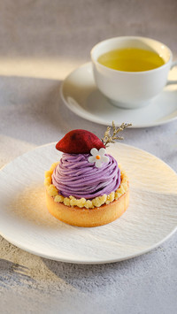 Sweet purple potato red beans mousse