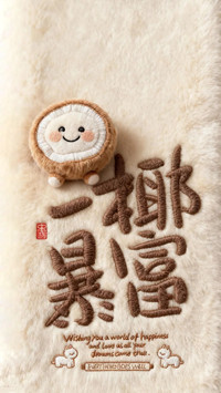 毛茸茸文字好运壁纸-锐景创意