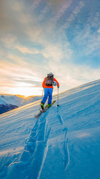 Skiing in the beautiful winter snow of the Alps