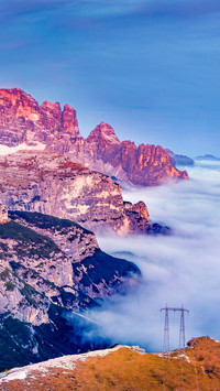 Breathtaking evening scene of Dolomite Alps
