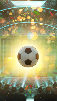 Aerial top angle view of soccer stadium with illumination