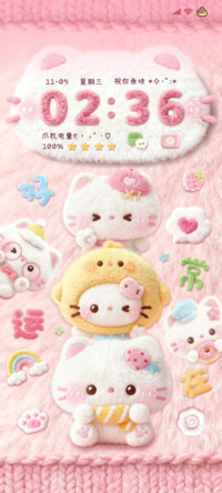 粉色毛绒 好运小猫